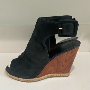 Tory Burch Black Suede Wedges